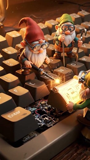 小人たちがキーボードを修理中！【ひみつ職人】 Tiny Gnomes Fixing a Keyboard! 【Secret Artisans】#shorts #ai