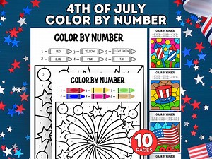 4th of July Color by Number Coloring Page for Kids, Independence Day, Fourth of July Coloring Sheet Activity, Preschool Kindergarten - Etsy
