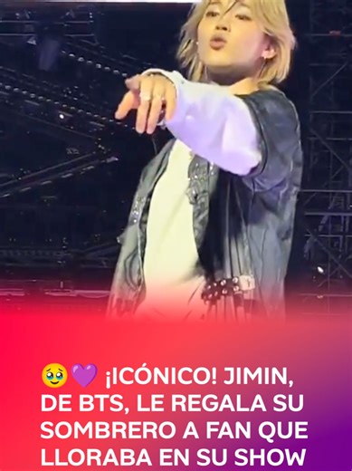 🥹💜 ¡Icónico! Durante su concierto en CDMX, Jimin de BTS vivió un momento lleno de ternura al notar a una pequeña fan llorando entre el público. El idol se acercó al borde del escenario y pidió que le entregaran su sombrero.✨ 📹: Jimin México #Tiktokinforma #Tiktokmehizover #BTS #México #Army