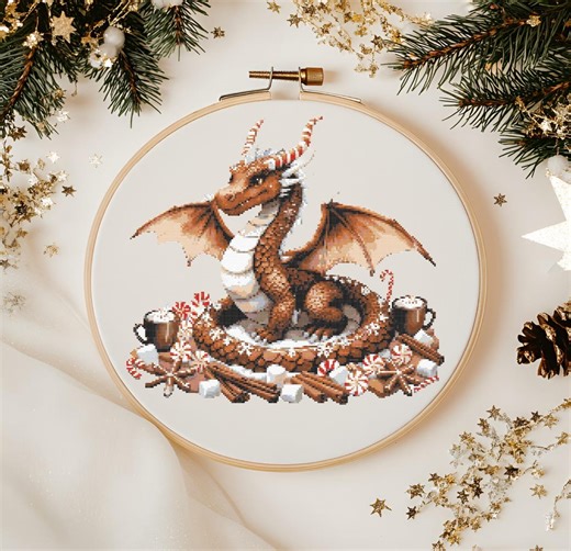 Christmas Dragon Digital Cross Stitch Pattern PDF, Instant Download, Pattern Keeper, Beginner Friendly - Etsy UK