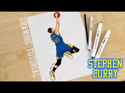 How to draw NBA player Steph Curry shooting / Golden State Warriors
