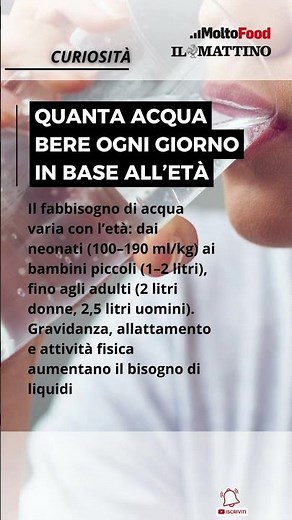 Quanta acqua bere ogni giorno in base all’età