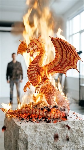 Burning Matchstick Dragon 🔥 Realistic Fire Art You Won’t Believe! 🐉