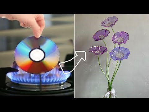 DIY DVD/CD flowers making | Easy room decor ideas