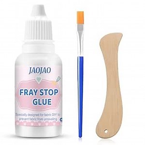JAOJAO Fray Check for Fabric Clear, Fray Stop for Fabric with Brush Wooden Scraper Dried Clear Soft Flexible Edge Sealing Prevent Fraying and Unraveling for Embroidery Stitchery Sewing Supplies, 30ml