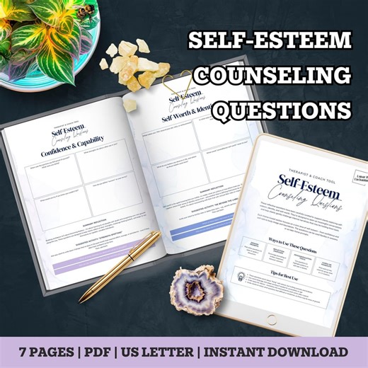 Self-esteem Counseling Questions | Reflective Prompts for Coaches & Therapists | PDF Printable Therapy Tool - Etsy Canada