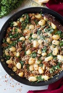One Pan Creamy Gnocchi with Italian Sausage and Kale - Cooking Classy