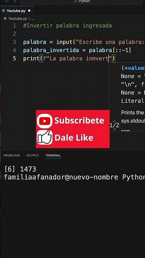 Invertir una Secuencia Entera Alfanúmerica con Slicing | Python #VSCode #Programación #input #print