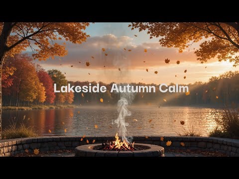 Fall Firepit Ambience by the Lake | Fall Leaves Background & Autumn Calm