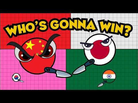 China vs India, Japan, Korea Marble Territory War: INSANE!