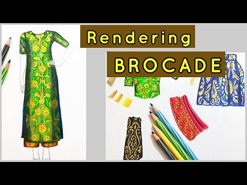 How to draw Brocade | Fabric Rendering | Fashion Illustration