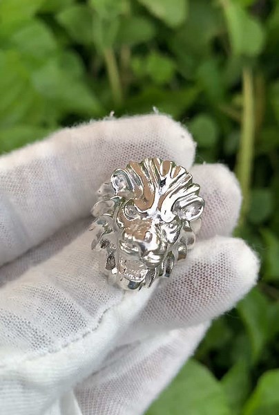 Custom 925 Sterling Silver Lion Head Ring