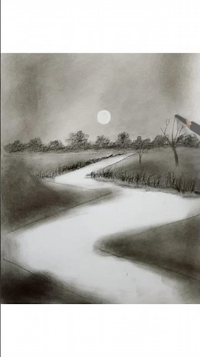 How to Draw Sunset Scenery with Pencil #shorts