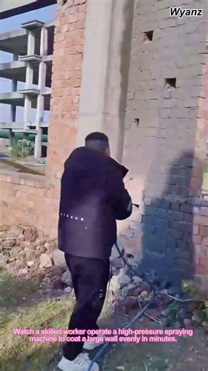 Satisfying Wall Spraying with Professional Machine: 3x Faster Than Manual! 🏗️