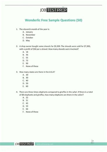 Latest wonderlic sample test questions and answers1881 video