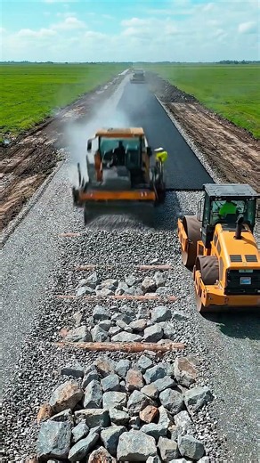 Oddly Satisfying Road Construction Timelapse! 🚜 (Mud to Highway) #shorts