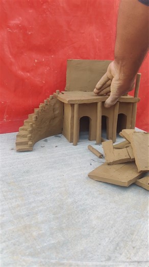 Creating Tiny Houses from Mud #shorts🏡🏫🏠🙏