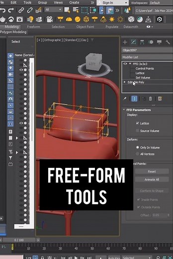 3ds Max Free Form Tools Explained | Powerful Modeling Workflow #3dsmax #shortvideo #3dmodeling #tips