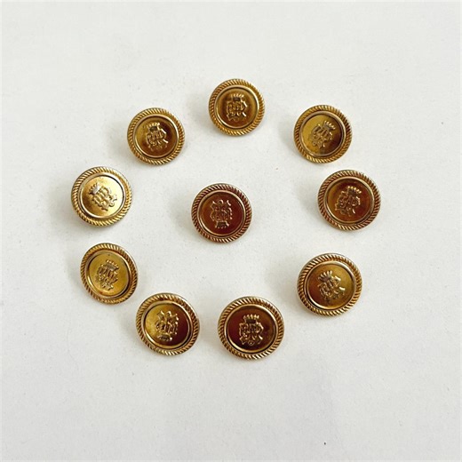 Vintage Gold Crest Shank Buttons: 10 Pcs, Military Heraldic Buttons - Etsy