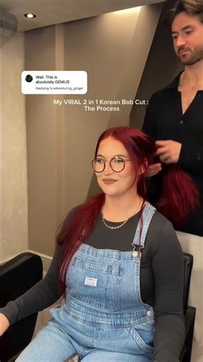 Viral 2-in-1 Korean haircut tutorial#bobhaircut #longhair #trendinghairstyle #redhair #easyhairstyle
