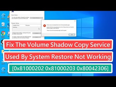 Fix The Volume Shadow Copy Service Used By System Restore Not Working