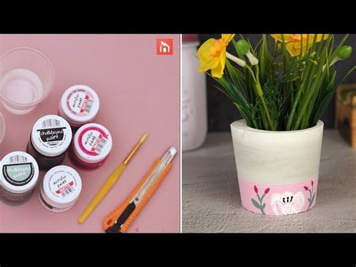 DIY painted concrete planter