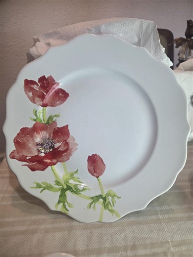 222 Fifth Anemone Red Dinner Plate 10305524 Beautiful Set of 3 - 10 3/4 In. - Etsy Australia