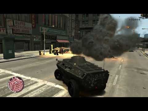 GTA 4 TBOGT - APC Tank Rampage INSIDE the Hospital (FIB Massacre) + Six Star Escape