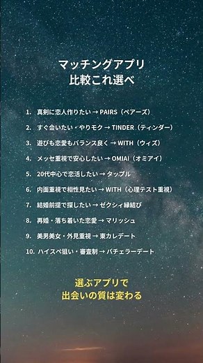 【目的別で一発】マッチングアプリ比較 これ選べ10選 #恋愛 #恋愛心理 #恋愛相談#恋愛ポエム #バズりたい