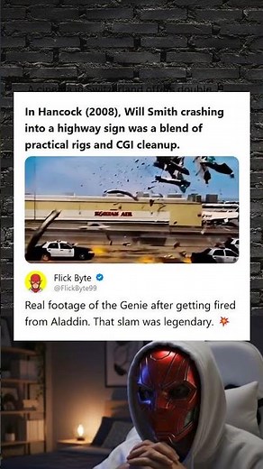 Hancock 2008 Will Smith Crashes into a Highway Sign Scene