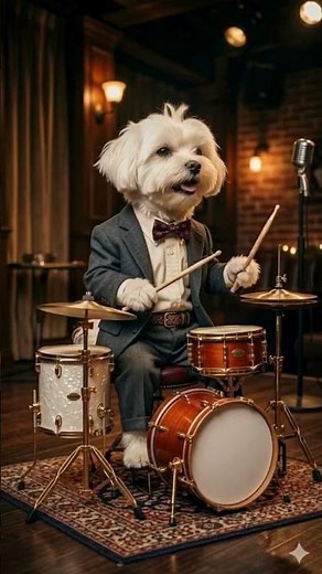 My Maltese Warming Up on the Drums