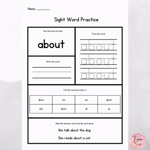 Fry Sight Words 1–100 Worksheets & Flashcards - Etsy