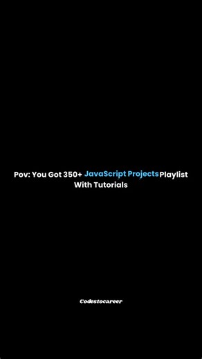 Codestocareer on Instagram: "350 Plus Javascript Projects with Source code 🔥 .. Playlist link in my telegram channel 🔗 ➡️Coding Artitst (Youtube) : 200+ Project Videos ➡️ Coding Nepal (Youtube) : 150+ Project These are amazing to enhance your skills ✅ Share with your friends ✅🚀 .. Follow @codestocareer for more ❤️ .. [notes, college, resources, tech, job, internship, roadmap, ai, interview, google, trend, javascript, coding] . . #javascript #webdevelopment #frontenddev #codingwithjs #javascri