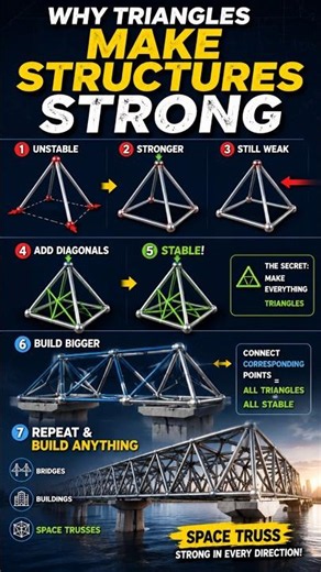 Why Triangles Make Bridges Unbreakable! 🔺🌉 #shorts #youtubeshorts #BridgeEngineering