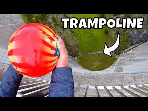 BOWLING BALL Vs. TRAMPOLINE from 165m Dam!