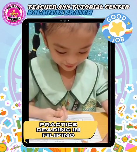 Good job, KAIA! Reading with comprehension! Legit, affordable, and academic-focused — surely your child will learn and improve. #tutorial #tutortabang #tutortabang #tutorplaridel #fypシviralシ2025 #highlightseveryone2025 #tutornearme #AffordableTutorial #thankyouforyoursupport | Teacher Ann Tutorial Center