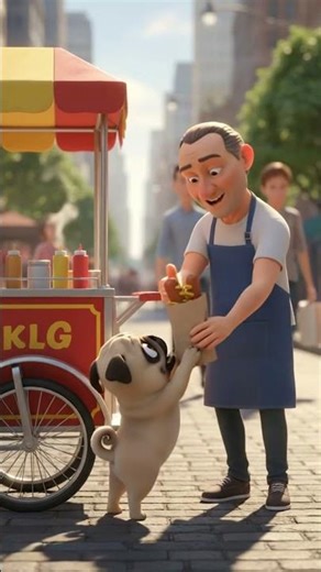 Funny Pug Puppy Brings Juicy Hot Dogs Home for Lunch 🌭😂 #doganimation #shorts