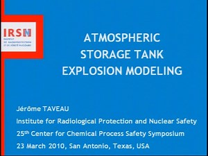 Atmospheric Storage Tank Explosion Modeling