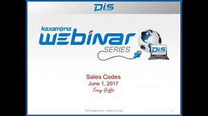 DIS Keystone Webinars - Sales Codes