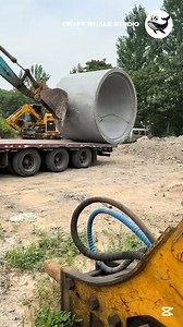 Excavator fails: concrete pipe loading gone wrong to demolished