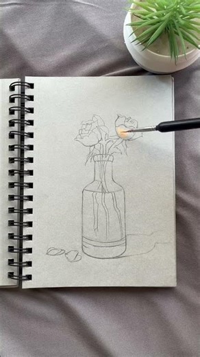 Elegant Rose Vase Painting 🌹✨ | Easy Aesthetic Art Tutorial #shorts