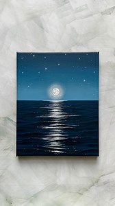 202K views · 42K reactions | the illuminated night ✨ i love how the moonlight gently reflects across the sea 凉 what do you think of this peaceful night scene? ✨ now available on my sh0p (linked in bio) ♡ : navy blue, pale blue, titanium white, ivory black, iridescent medium ✨ #artreels #paintingprocess #seascapepainting #moonlightart #acrylicpainting | Artsy Esme | Facebook