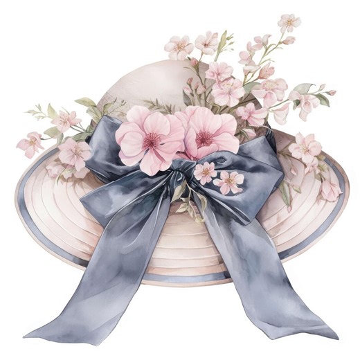 12 Floral Hat Clipart, Vintage Woman Hat Illustration, Printable Watercolor Clipart, High Quality JPG, Commercial Use, Paper Craft, Journal - Etsy