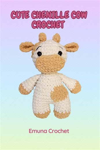 Kuh Häkelanleitung | Chenille Amigurumi Kuh PDF | Anfängerfreundlich | Kawaii Plüsch Tier