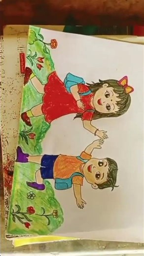 easy friendship drawing for beginners #drawing #beginners #school#shorts #trending #easy#friends