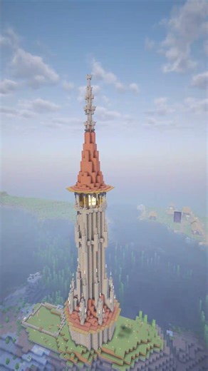 Timelapse medieval and fantastic lighthouse in Minecraft