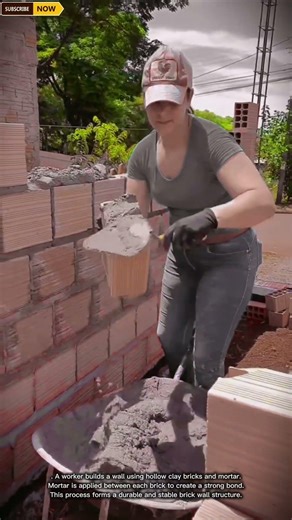 Brick Wall Construction Process Using Hollow Clay Blocks