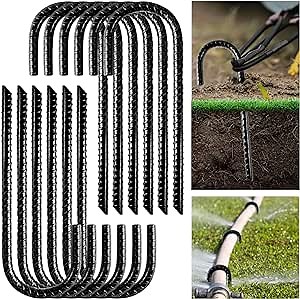 Pack 12 Rebar Stakes Heavy Duty J Hook Anchor Stake,Grounds Anchors, Tent Stakes Steel Ground Anchors, Heavy Duty Garden Stakes for Chain Link Fence