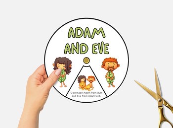 Adam and Eve Bible Story Spinning Wheel Craft for Sunday School & Homeschool