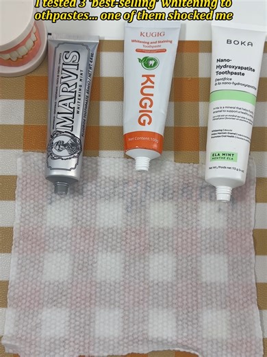 I stained these teeth with tobacco stains to see if whitening toothpaste actually works. A lot of toothpastes claim they can remove stains… but most of them only clean the surface. So I decided to run a little test. Tobacco stains vs whitening toothpaste. The results honestly surprised me. What do you think… did it actually work?#KUGIG #toothpaste #smile #teethwhiteningtechnician #oralcare #oralhealth #dentist #dentalcareofminneola #whitesmile #healthyteeth #smilemore4lyf #trending #teethwhiteni